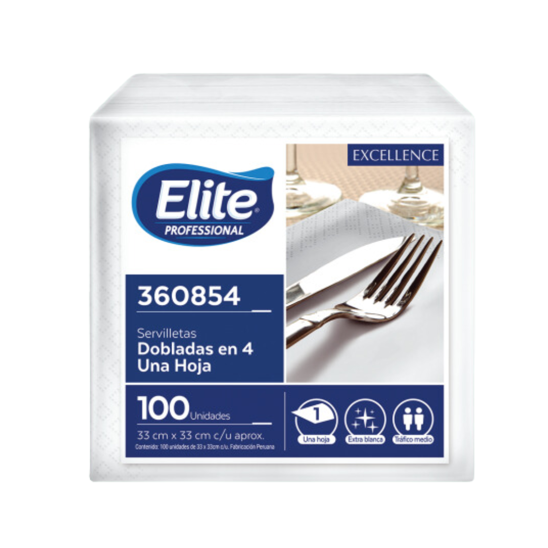 SERVILLETA EXCELLENCE EXTRA BLANCA - 33X33CM 100H 360854