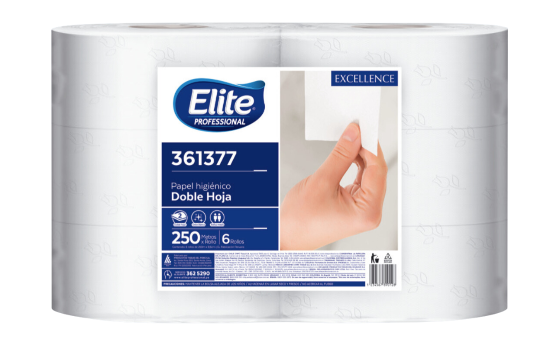PAPEL HIGIENICO JUMBO ELITE EXCELLENCE DOBLE HOJA 6 x 250MTS 361377