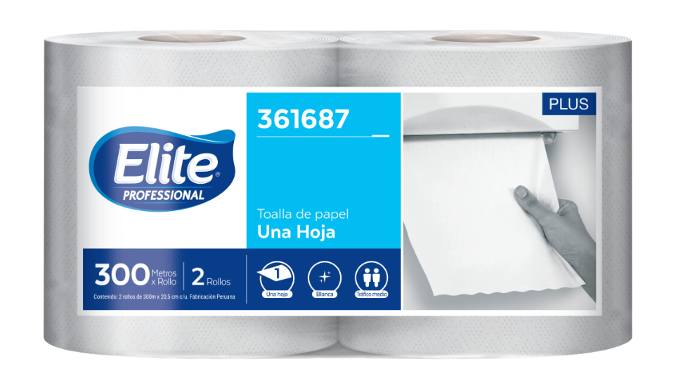 PAPEL TOALLA JUMBO ELITE PLUS 2 x 300MTS 361687