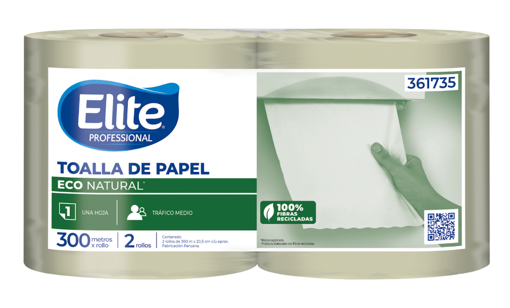 PAPEL TOALLA JUMBO ELITE ECOLOGICO 2 x 300MTS 361735