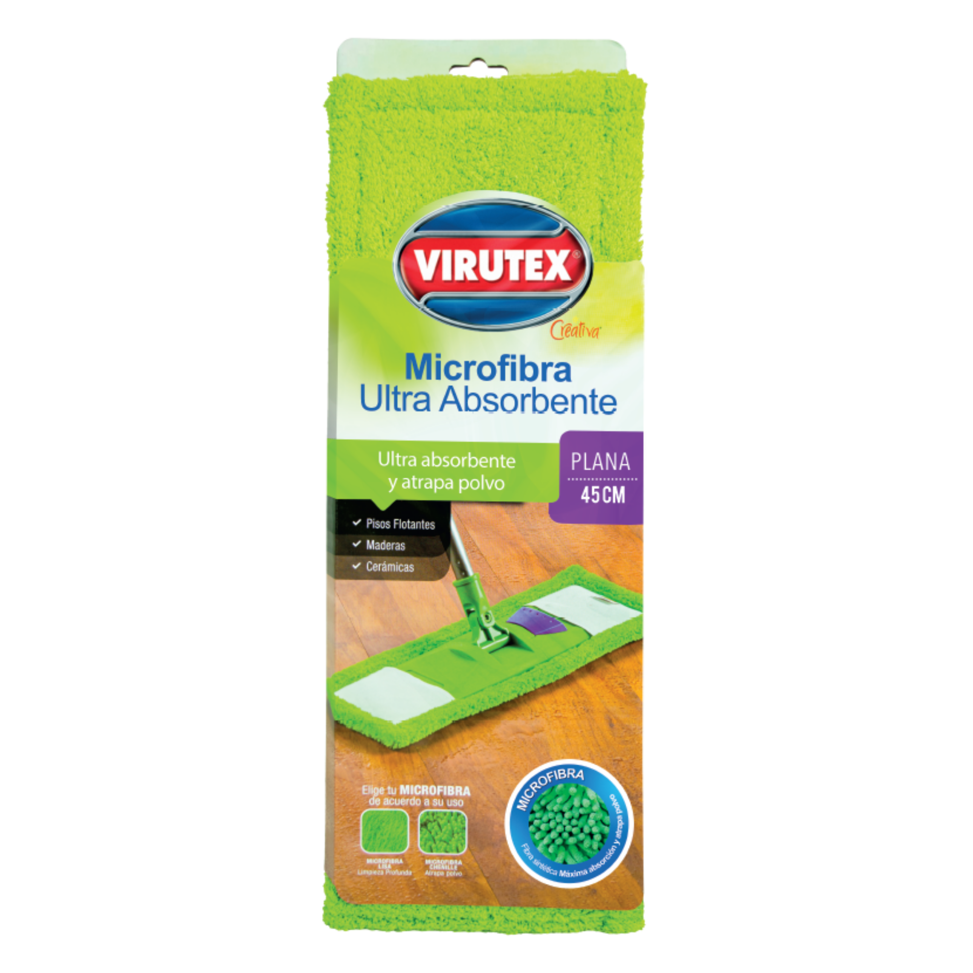 MOPA MICROFIBRA PLANA LISA LIMPIEZA PROFUNDA 45 CM REPUESTO - VIRUTEX